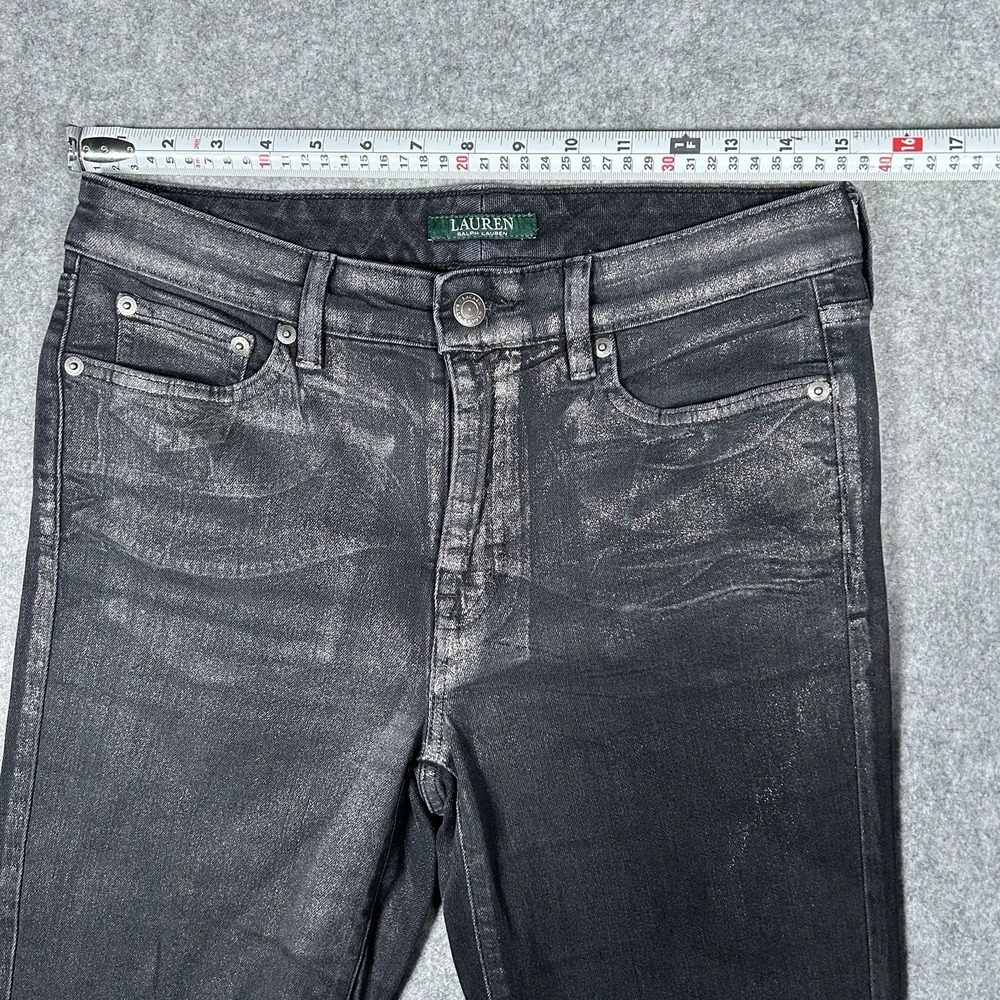 Lauren Ralph Lauren Jeans Womens Size 6 30x29 Black Classic Skinny Waxed - Picture 6 of 16